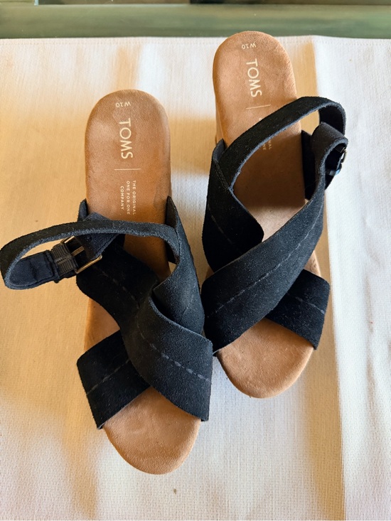 Toms Shoes - TOMS Black Suede Crisscross Buckle Sandal - Women's